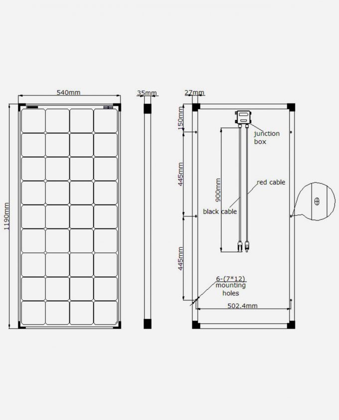 enjoysolar®Monokristallines Solarpanel 100w12v fullblack Size