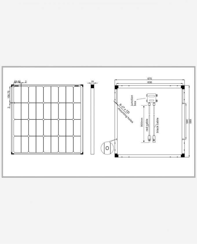 enjoysolar®Monokristallines Solarmodul 80W 12V abmessung size