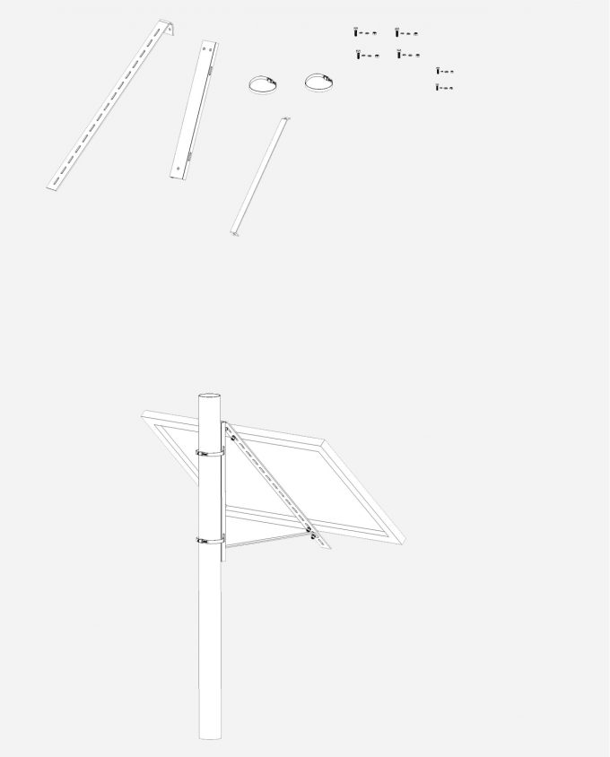 enjoysolar® Alu Masthalterung für Einzelpanel 100-670mm Neigungswinkel 45° Inhalt