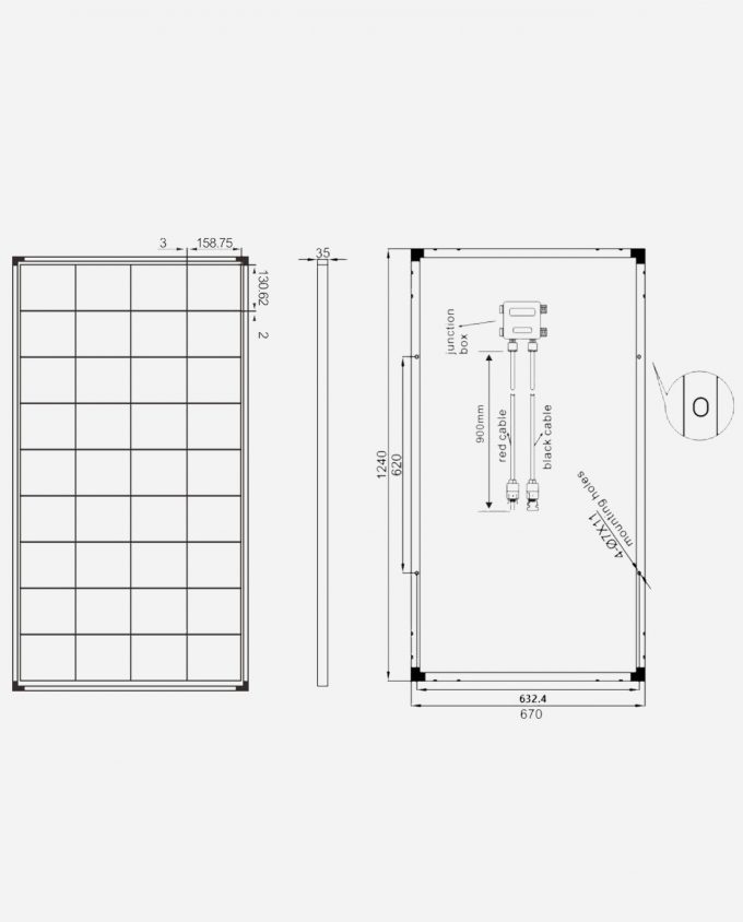 enjoy solar Mono Perc Solarmodul 150W 12V abmessung