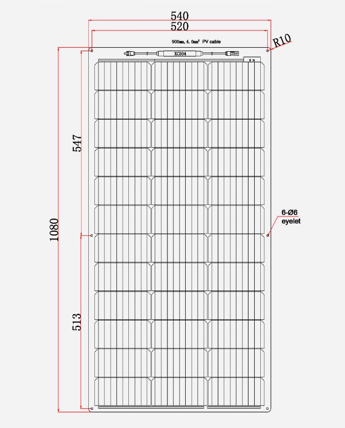 enjoysolar ETFE Semiflexibel Solarpanel 9BB Perc 110W 12V abmessung